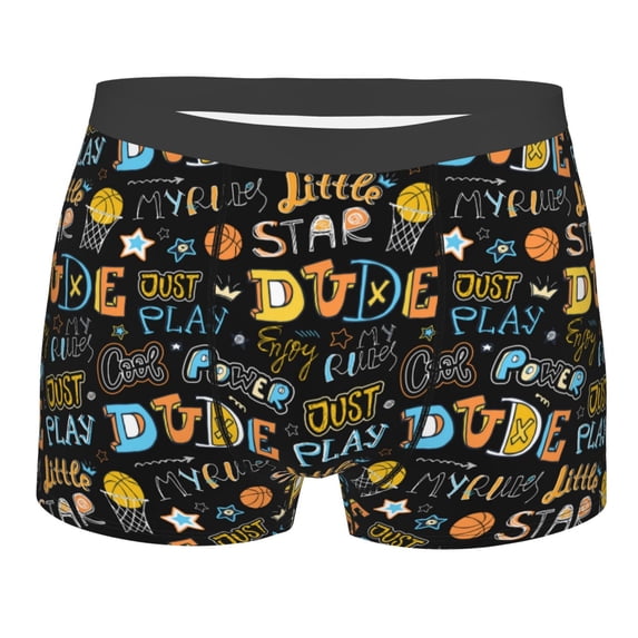 Wukai Basketball Print Men’s Underwear Breathable Boxer Briefs, Moisture Wicking & Breathable-
