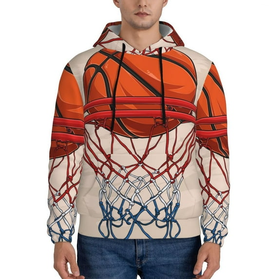 Wukai Basketball Shot Print Men Hoodies Fleece Sweatshirts Long Sleeve Sweaters Pullover Fall Outfits Winter Clothes-XX-Large