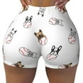 thumbnail image 1 of Wukai Bbaseball Dog Print Pack Biker Shorts for Women Yoga Workout Gym Running Scrunch Active Shorts-Large, 1 of 8