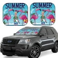 thumbnail image 1 of Wukai Beach Flamingo Trio Print Windshield Sun Shade, Car Front Window Shades Sunshade Cover Sun Visor Shield Block Automotive Interior Protector Blocks UV Rays-Small, 1 of 6