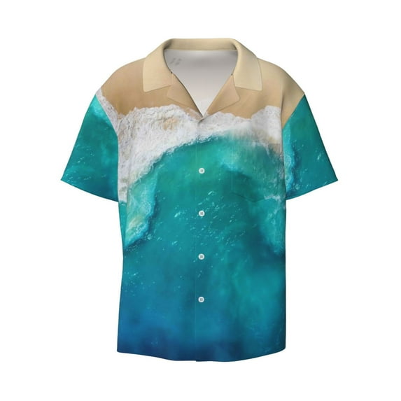 Wukai Beach Men's Casual Short-Sleeve Button Down Shirt - Lightweight Summer Dress Shirt for Daily Wear-Small
