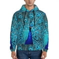 thumbnail image 1 of Wukai Beautiful Blue Peacock Print Men Hoodies Fleece Sweatshirts Long Sleeve Sweaters Pullover Fall Outfits Winter Clothes-XX-Large, 1 of 7