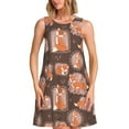 thumbnail image 1 of Wukai Beautiful Fox Print Women's Sleeveless Dress, Loose Fit Casual Dress for Women, Comfortable Sleeveless Summer Dress, 1 of 7