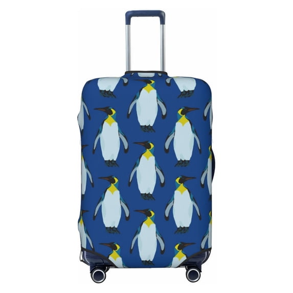 Wukai Beautiful King Penguin Pattern Elastic Luggage Cover: Personalized Protection for Your Suitcase - Fits 19~29-inch, Washable & Durable Travel Companion-