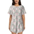 thumbnail image 1 of "Wukai Beautiful Rabbit1 Women's Pajama Set - Short-Sleeve Top and Shorts with Elastic Waistband and Pockets for Loungewear, Yoga, and Casual Wear-4X-Large, 1 of 8