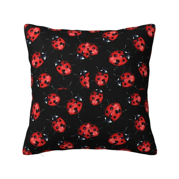 Wukai Beautiful Red Ladybug Premium Polyester Fleece Pillow Covers with Hidden Zipper Closure,Luxuriously Soft and Durable-18"x18"