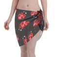 thumbnail image 1 of Wukai Beautiful Red Ladybug Women’s Short Sarongs Beach Wrap Bikini Bottom Short Skirt Chiffon Scarf for Swimwear, 1 of 4