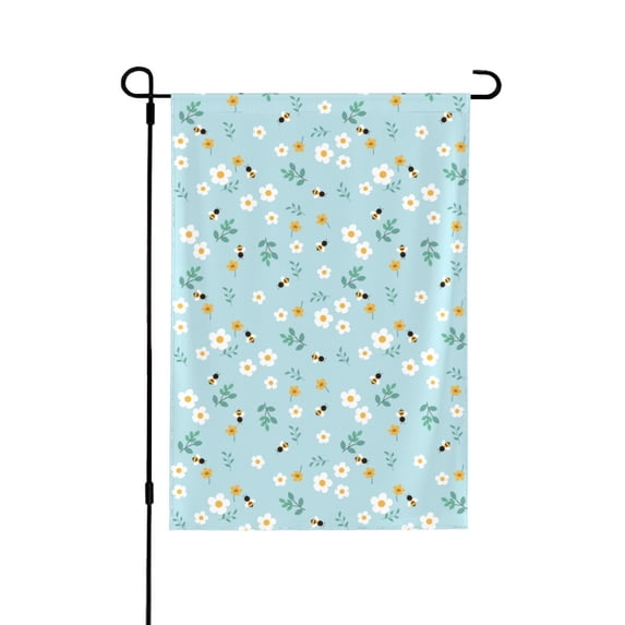 Wukai Bee Flower Garden Flags Double Sided Welcome Garden Yard House Flags Outside Outdoor House (Only Flag)