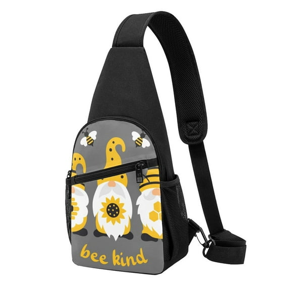 Wukai Bee Kind Versatile Chest Bag with Adjustable Strap and Multiple Pockets for Daily Use, Outdoor Sports, Shopping, and Excursions