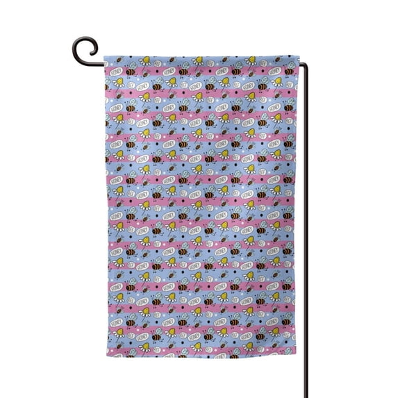 Wukai Bees And Daisies Striped Print Garden Flag 12.5x18 Inch Double Sided Sun-resistant Rain-resistant, Wrinkle-resistant Colorfast(Only Flag)