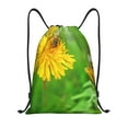 thumbnail image 1 of Wukai Bees Pollinates A Yellow Dandelion Drawstring Backpack Bag Sport Gym Sackpack Large Size String Backpack Cinch for Women Men-Small, 1 of 6