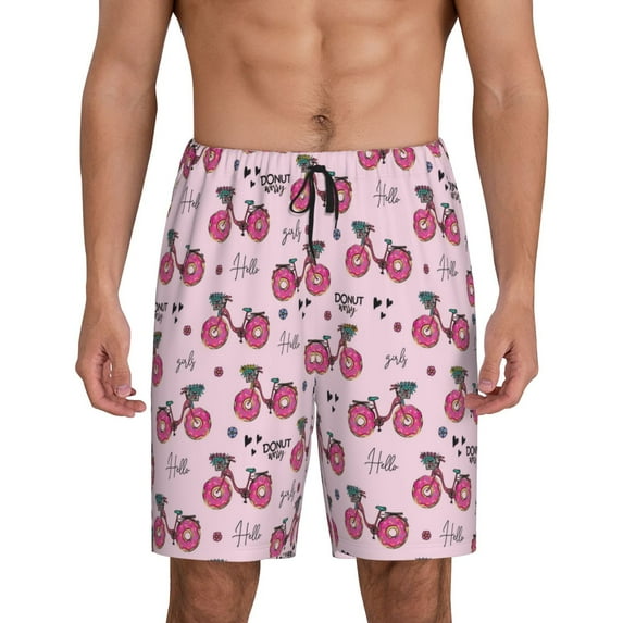 Wukai Bike with Donut Wheels Men’s Short Pajama Pants With Pockets Soft Sleep Pj Shorts for Men-X-Large