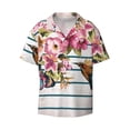 thumbnail image 1 of Wukai Bird and Floral Men's Casual Short-Sleeve Button Down Shirt - Lightweight Summer Dress Shirt for Daily Wear-Small, 1 of 7