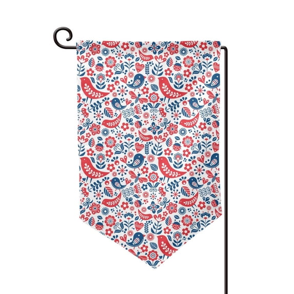 Wukai Birds Flowers Print Garden Flag 12.5x18 Inch Double Sided Sun-resistant Rain-resistant, Wrinkle-resistant Colorfast(Only Flag)