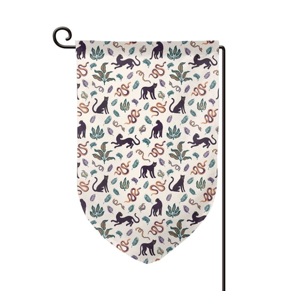Wukai Black Cat And Snake Print Garden Flag 12.5x18 Inch Double Sided Sun-resistant Rain-resistant, Wrinkle-resistant Colorfast(Only Flag)