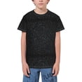 thumbnail image 1 of Wukai Black Glitter Youth Unisex Short Sleeve T-Shirt for Boys, Girls, Teens, and Kids-Medium, 1 of 7