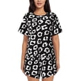 thumbnail image 1 of Wukai Black Leopard Print Women's Pajama Set - Short-Sleeve Top and Shorts with Elastic Waistband and Pockets for Loungewear, Yoga, and Casual Wear-Large, 1 of 8