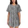 thumbnail image 1 of Wukai Black Leopard Women's Pajama Set,Short-Sleeve Top and Shorts with Elastic Waistband and Pockets for Loungewear, Yoga, and Casual Wear-Large, 1 of 6