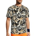 thumbnail image 1 of Wukai Black Palm Leaves Print Men's Short-Sleeved Mesh T-Shirt,Quick-Dry Short Sleeve Workout T-Shirt-XX-Large, 1 of 8