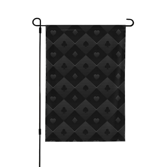 Wukai Black Poker Garden Flags Double Sided Welcome Garden Yard House Flags Outside Outdoor House (Only Flag)