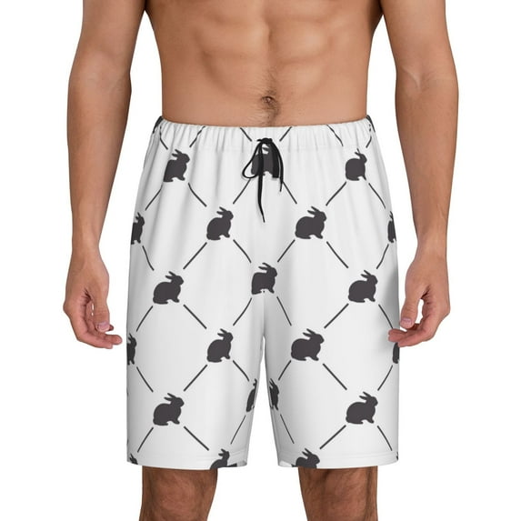 Wukai Black Rabbit Men’s Short Pajama Pants With Pockets Soft Sleep Pj Shorts for Men-Medium