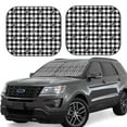 thumbnail image 1 of Wukai Black Tartan Plaid Print Windshield Sun Shade, Car Front Window Shades Sunshade Cover Sun Visor Shield Block Automotive Interior Protector Blocks UV Rays-Medium, 1 of 6