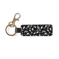 thumbnail image 1 of Wukai Black White Leaves Print Leather Car Keychain, Universal Key Fob Keychain, Leather Key Chain Holder for Men and Women,360 Degree Rotatable, 1 of 5