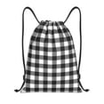 thumbnail image 1 of Wukai Black White Plaid Drawstring Backpack Bag Sport Gym Sackpack Large Size String Backpack Cinch for Women Men-Medium, 1 of 6
