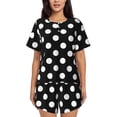 thumbnail image 1 of Wukai Black and White Polka Dot Women's Pajama Set,Short-Sleeve Top and Shorts with Elastic Waistband and Pockets for Loungewear, Yoga, and Casual Wear-Small, 1 of 8