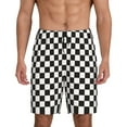 thumbnail image 1 of Wukai Black and White Checkerboard Men’s Short Pajama Pants With Pockets Soft Sleep Pj Shorts for Men-Medium, 1 of 6