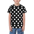 thumbnail image 1 of Wukai Black and White Polka Dot Youth Unisex Short Sleeve T-Shirt for Boys, Girls, Teens, and Kids-Medium, 1 of 7