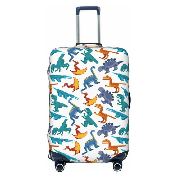 Wukai Block Dinosaur Elastic Luggage Cover: Personalized Protection for Your Suitcase - Fits 19~29-inch, Washable & Durable Travel Companion-Large