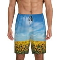 thumbnail image 1 of Wukai Blooming Sunflower Field Men’s Short Pajama Pants With Pockets Soft Sleep Pj Shorts for Men-, 1 of 6