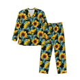 thumbnail image 1 of Wukai Blue Batterflies Sunflower Men's Long Sleeve Pajama Set,Long Sleeve Mens Sleepwear with Pockets & Front Fly-Medium, 1 of 6