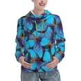 thumbnail image 1 of Wukai Blue Butterflies Print Womens Hoodies Fleece Sweatshirts Long Sleeve Sweaters Pullover Fall Outfits Winter Clothes-Small, 1 of 7