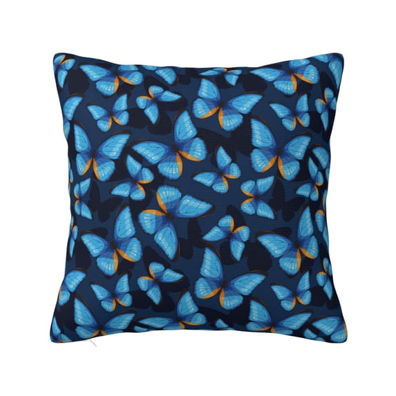 Wukai Blue Butterfly Premium Polyester Fleece Pillow Covers with Hidden Zipper Closure,Luxuriously Soft and Durable-18"x18"