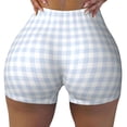 thumbnail image 1 of Wukai Blue Checkboard Print Pack Biker Shorts for Women Yoga Workout Gym Running Scrunch Active Shorts-Medium, 1 of 8