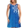 thumbnail image 1 of Wukai Blue Christmas With Snowflakes Print Women's Sleeveless Dress, Loose Fit Casual Dress for Women, Comfortable Sleeveless Summer Dress, 1 of 7