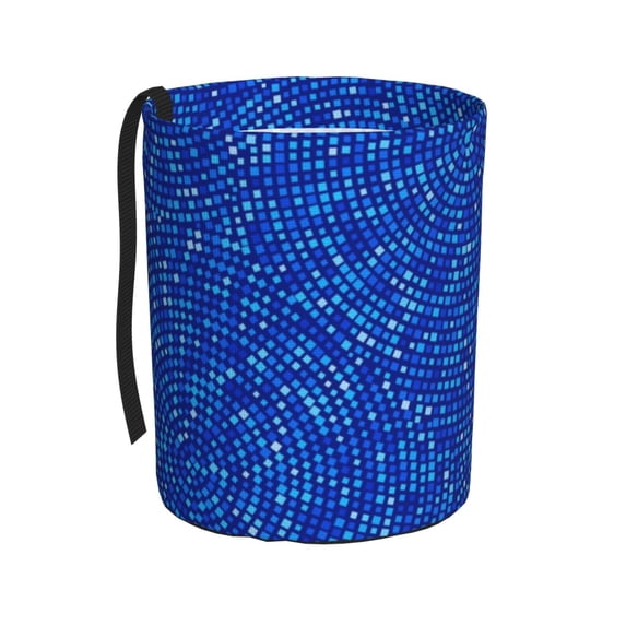 Wukai Blue Circles Mosaic Print Car Trash Can - Easy to Clean Hanging Garbage Bin - Removable Liner - Leak-Car Garbage Can - Waterproof Trash Can for Car and SUV