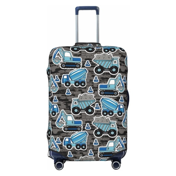 Wukai Blue Excavator Elastic Luggage Cover: Personalized Protection for Your Suitcase - Fits 19~29-inch, Washable & Durable Travel Companion-X-Large