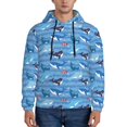 thumbnail image 1 of Wukai Blue Fish Print Men Hoodies Fleece Sweatshirts Long Sleeve Sweaters Pullover Fall Outfits Winter Clothes-Medium, 1 of 7