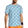 thumbnail image 1 of Wukai Blue Fish Scale Texture Print Men's Short-Sleeved Mesh T-Shirt,Quick-Dry Short Sleeve Workout T-Shirt-Small, 1 of 8