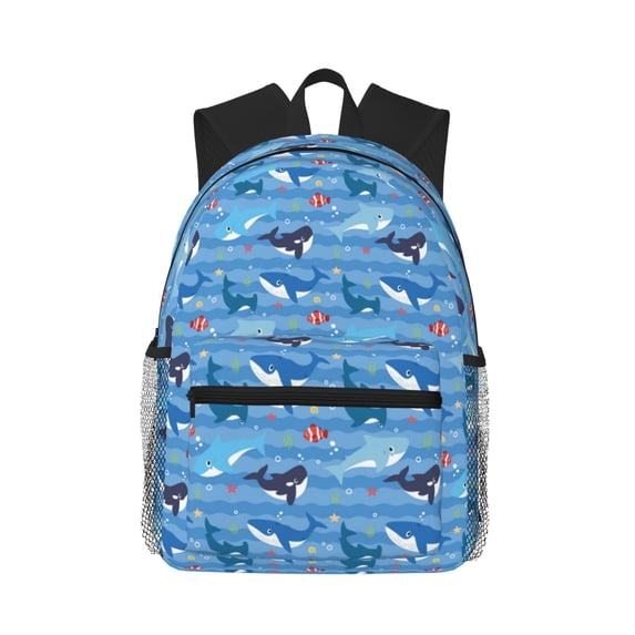 Wukai Blue Fish Versatile Backpack:Spacious,Organized,Comfortable,Ideal for Travel and Everyday Use with Multiple Pockets and Padded Straps