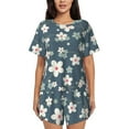 thumbnail image 1 of "Wukai Blue Flower Women's Pajama Set - Short-Sleeve Top and Shorts with Elastic Waistband and Pockets for Loungewear, Yoga, and Casual Wear-Small, 1 of 6