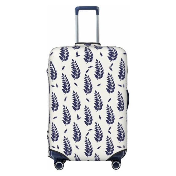 Wukai Blue Leaves Elastic Luggage Cover: Personalized Protection for Your Suitcase - Fits 19~29-inch, Washable & Durable Travel Companion-Large