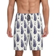thumbnail image 1 of Wukai Blue Leaves Men’s Short Pajama Pants With Pockets Soft Sleep Pj Shorts for Men-Medium, 1 of 6