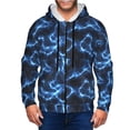 thumbnail image 1 of Wukai Blue Lightning Print Men's Zip-Up Hoodie,Fleece Full-Zip Hoodie for Men, Hooded Sweatshirt-Small, 1 of 5