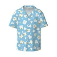 thumbnail image 1 of Wukai Blue Popcorn Men's Casual Short-Sleeve Button Down Shirt - Lightweight Summer Dress Shirt for Daily Wear-Large, 1 of 7