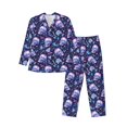 thumbnail image 1 of Wukai Blue Skull Crystal Men's Long-Sleeve Pajama Set - Comfortable Sleepwear with Button-Down Shirt and Pants-XX-Large, 1 of 6