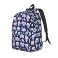thumbnail image 1 of Wukai Blue Skull Flower Durable Canvas Laptop Backpack,Adjustable Shoulder Straps,Water-Resistant,Large Capacity,Stylish Design, Fits 15-17in Laptops,Unisex for School,Office,Travel-Small, 1 of 5